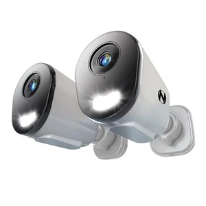 Wired IP 4MP Deterrence Camera with 2-Way Audio - 2 Pack - White - Picture 1 of 6