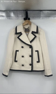 Jaqueta feminina J.Crew marfim lã peacoat por Nello Gori peito duplo 0 pesada - Imagem 1 de 4