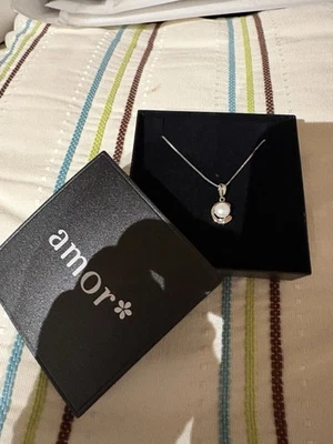 Perlen Anhänger mit Silberkette mit Ohrstecker - Bild 1 von 2