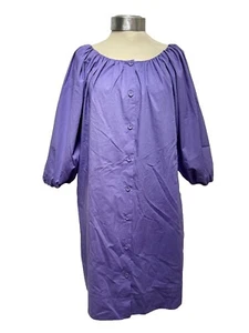 Tara Jarmon Lilac A Line Cotton Shift / Shirt Dress + Puffy Sleeves Fr 40 UK 12 - Picture 1 of 12