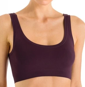 Hanro TOUCH FEELING 71810 Prune Purple Stretch Microfiber Crop Top Bra - XS - Picture 1 of 5
