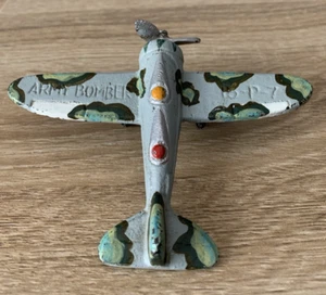 Vintage Cast Iron Army Bomber 15-P-7 Green Camo Airplane Plane Small Hubley - Picture 1 of 6