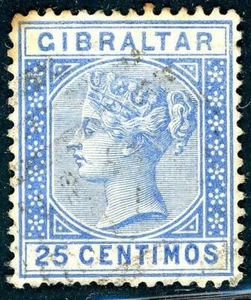 Gibraltar -1889 25c SG 26 Used GIBRALTAR A26 POSTMARK (003263) - Picture 1 of 3