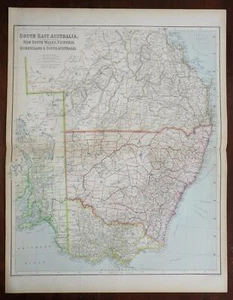 Southeast Australia New South Wales Queensland 1914 Philip scarce fine large map - Picture 1 of 3