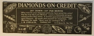Vintage J. M. Lyon & Co. Diamonds On Credit Print Ad 5 1/2” X 2” M2 - Picture 1 of 2