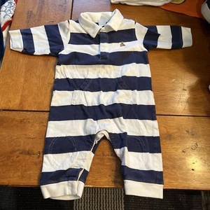 Baby Gap Newborn 0-3 M One Piece Sleeper Blue & White Stripes - Picture 1 of 6
