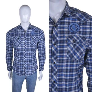 DKNY Vintage Checked Western Press Stud Shirt S Cowboy Pearl Snap Rockabilly - Picture 1 of 11