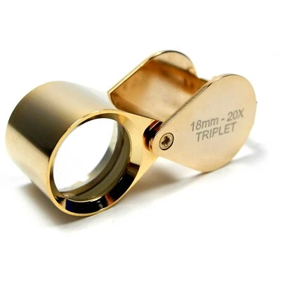 Vergoldete Triplet-Lupe 20x Vergrößerung Juweliere Uhrmacher Punzen - HP4620G - Bild 1 von 3