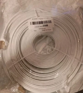 BUSOHE Cat 7 Flat Ethernet Cable 10Gbps High Speed Ethernet Cable - White 100 ft - Picture 1 of 4