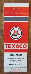 TEXACO GAS STATION MATCHBOOK: NELS MINO (GUELPH, ONTARIO) (1960s) -F24 - Picture 1 of 1