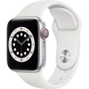 Apple Watch Series 6 40mm(GPS+Cellular)Aluminium Silver w White Band-Acceptable - Picture 1 of 2