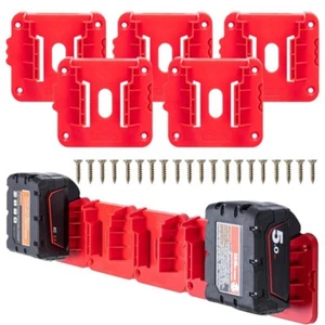 5 Pack Battery Holder Mount For Milwaukee 18V Battery Dock Holder Base Bracket - Picture 1 of 9