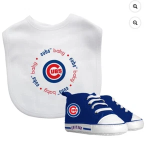 BabyFanatic 2 Piece Bib and Shoes - MLB Chicago Cubs - White Unisex Infant - Picture 1 of 6