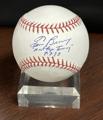 Tom Browning 辛辛那提红人队签名屋顶 Tommy 7-7-93 OML 棒球 — 第 1/4 张图片