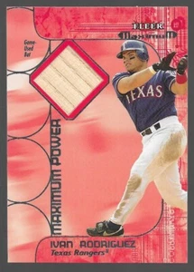 2002 Fleer Maximum Ivan Rodriguez Game Used Bat Card Texas Rangers - Picture 1 of 4