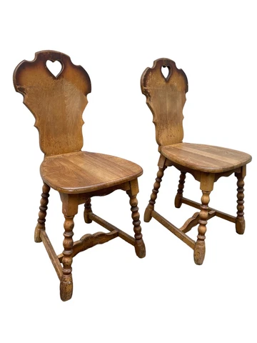 1950s Brutalist Tiroler Oak Wood Chairs- a Set of 2 Cover