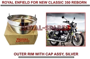 Royal Enfield "NEW CLASSIC 350 REBORN" OUTER RIM WITH CAP ASSY (SILVER) - Picture 1 of 14