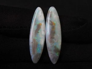Australian Opal Matched Pair Multi Fire Smooth Polished Marquise Shape 36X9X1MM - Picture 1 of 15