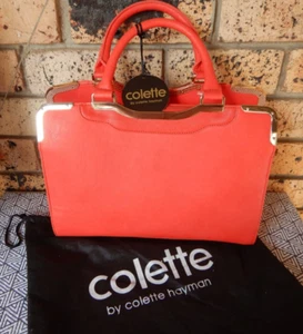 Colette Orange/Red Faux Leather Ladies Handbag Gold Hardware As New - Picture 1 of 12