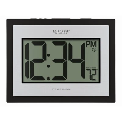 513-1422S La Crosse Technology Atomic Digital Wall Clock with Indoor Temperature - Image 1 of 4