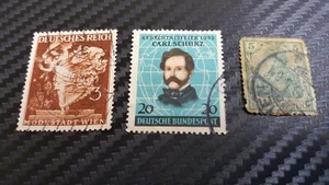 3 Lot: Deutsch 1952 Carl Schurz 20, 1915 Deutsches Reich 5 und Modestadt Wein 3 - Bild 1 von 5