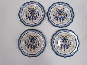 Pier 1 Imports SAN MARINO 8.5" Salad Plate Set 4Pc Blue Rico Deruta Scalloped - Picture 1 of 5