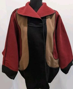 Vintage Mrs. H. Winter Colorblock Wool Swing Jacket Cape Coat S 70s 80s Mod - Picture 1 of 11