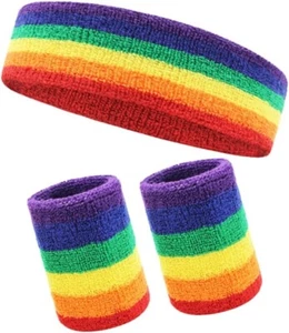 Regenbogen 3-teiliges Stirnband und Armband Set - Bild 1 von 1