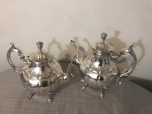 Servizio da tè e caffè vintage pesante garanzia Eton, placcato argento - Foto 1 di 9