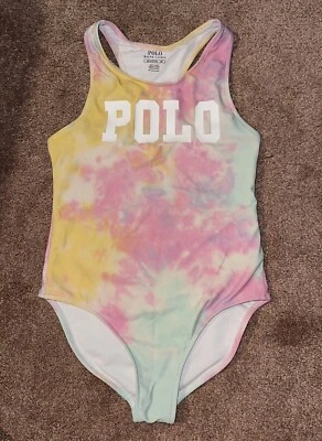 POLO RALPH LAUREN SWIMSUIT GIRLS TIE-DYE ONE-PIECE SPELLED-OUT LOGO SWIMSUIT - Image 1 of 4