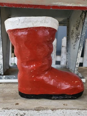 Vintage Style Santa Boot Painted Paper Mache NWT Christmas Decor Crafting - Image 1 of 4