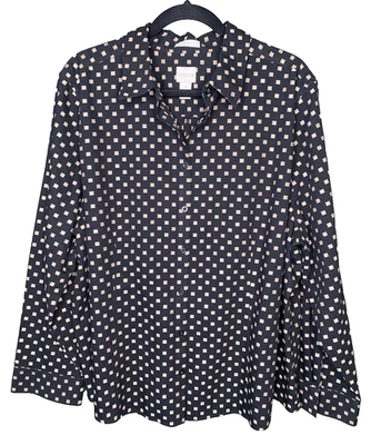 Chicos Shirt Womens XXL Black Brown Long Sleeve Non Iron Career Cotton Blouse - Image 1 of 4