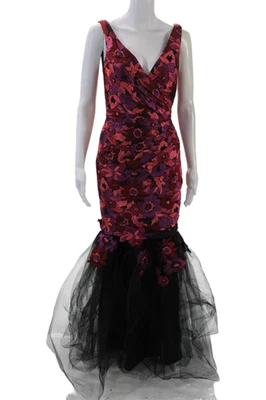 Badgley Mischka Collection Women's V-Neck Mermaid Hem Maxi Gown Black Size 2 - Image 1 of 4