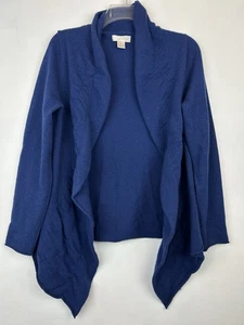 Kenar 100% Cashmere Waterfall Cardigan Womens S Blue Knit Sweater Open Luxury - Picture 1 of 6