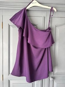 Ladies VERY Purple One Shoulder Satin Look Top Size 8 New With Tags - Picture 1 of 3