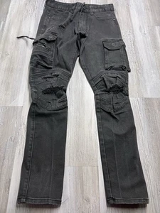 Pantalones de mezclilla cargo Smoke Rise negros elásticos ajustados moto ropa de calle para hombre talla 30x32 - Imagen 1 de 13