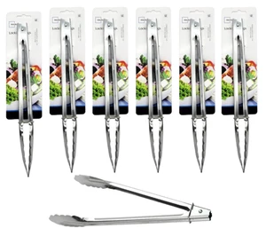6 pack Mainstays 12" Stainless Steel Locking Kitchen Tongs Silver Heavy-Duty - Picture 1 of 8