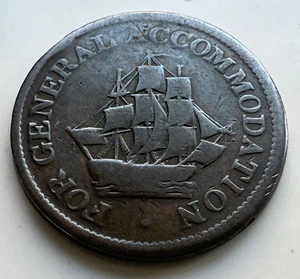 Halfpenny token Pure Copper preferable To Paper Canada ship Breton 966 - Picture 1 of 2