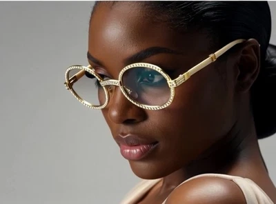 Women Glasses Shaped Full Rim Adorned Rhinestones Vintage Fashion Diamond Lentes - Image 1 of 4