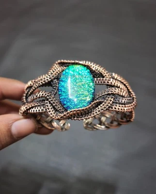 Brazalete Brazalete Australiano Triplete Ópalo Cobre Envuelto en Alambre Joya Ajustable Foto 1 de 4