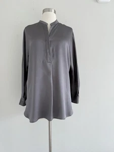 VINCE 100% SEDA BOTONES ABERTURAS LATERALES DELANTERAS TOP CAMISA BLUSA TALLA S - Imagen 1 de 12