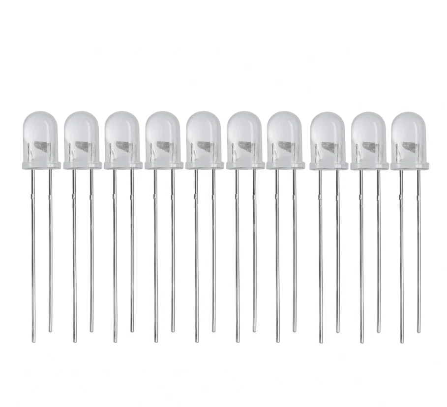 10 x LED Dioden 5 mm Leuchtdioden Rot Gelb Blau Grün Weiß | Rund und Transparent - Bild 1 von 1