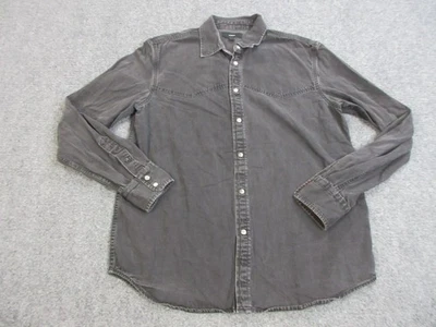 Diesel Shirt Mens Medium Charcoal Gray Western Snap Button Long Sleeve Cotton - Image 1 of 4
