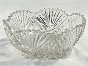 Plato de fruta caramelo cuenco pesado de vidrio cortado brillante americano vintage - Imagen 1 de 20