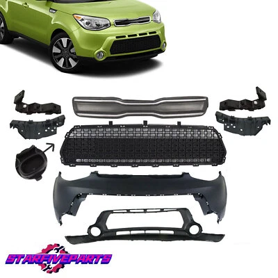 For Kia Soul 14-16 Front Upper Lower Grille &Front Upper Lower Bumper Cover 9PCS Foto 1 de 4