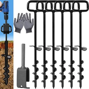 16In Tent Stakes Ground Anchors Screw in with 1PCS Tent Stakes Heavy Duty Ada... - Picture 1 of 3