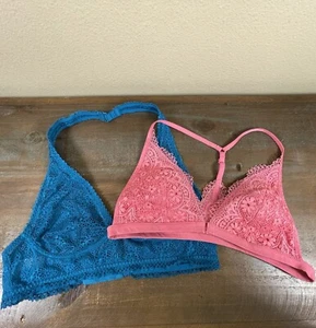Victoria's Secret Pink Body by Victoria Lace Bralette & Teal Bra Set Size Large - Picture 1 of 13