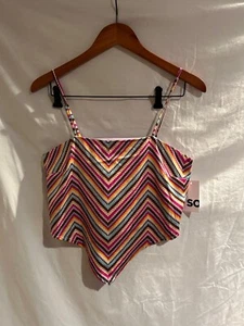 So Juniors' Multi Color Chevron Cropped Handkerchief Spaghetti Strap Cami NWT - Picture 1 of 5