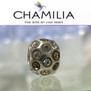 Authentic Chamilia 925 Silver *Retired* Brown Disco Ball Bead Charm - Picture 1 of 4