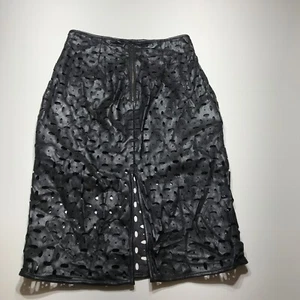 Banana Republic Skirt Womens Size 00P Faux Leather Laser Cut Lined Midi Pencil - Picture 1 of 12